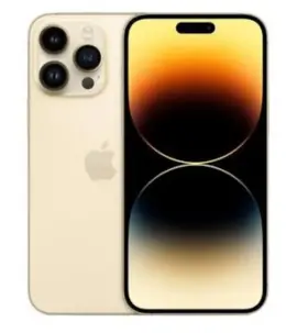 Apple iPhone 14 Pro in gold color showcasing its sleek design and display