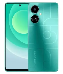 Tecno Camon 21 smartphone in teal color with dual cameras