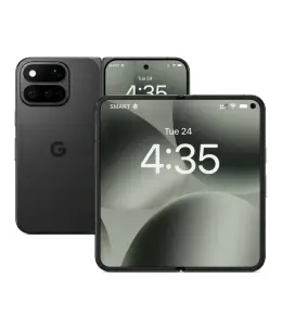 Google Pixel 11 Pro Fold smartphone showcasing dual screens and camera features.