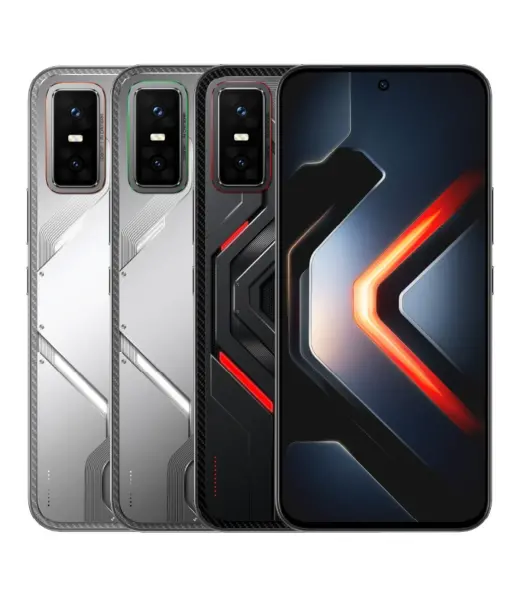 Infinix GT 30 Pro smartphone in three color variants with sleek design.