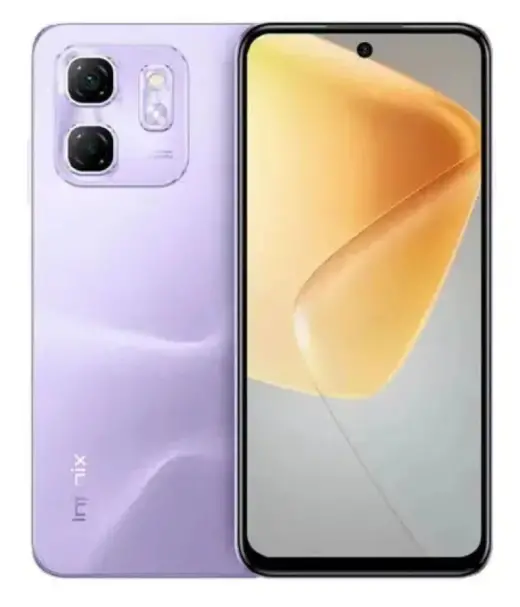 Infinix Hot 50i smartphone in purple color with dual cameras and large display