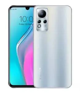 Infinix Note 11 smartphone showcasing front and back design with a vibrant display.