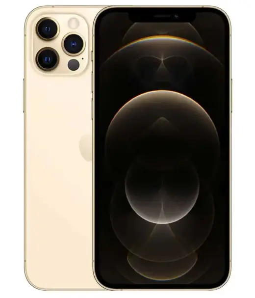 iPhone 12 Pro Max in gold color showcasing front and back design