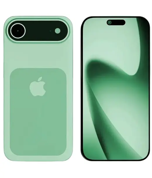 Mint green iPhone 18 Air 2 showcasing back and front designs