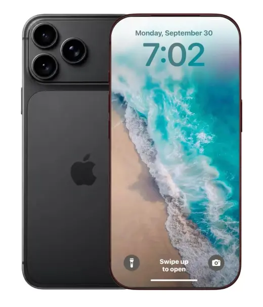 iPhone 18 Pro Max displaying a vibrant ocean wallpaper on its screen.
