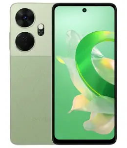Itel P55 Plus smartphone in green color with dual cameras and vibrant display