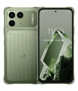 itel Power 80 smartphone in green with dual cameras and lock screen display
