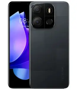 Tecno Pop 7 smartphone showcasing front and back design with dual cameras