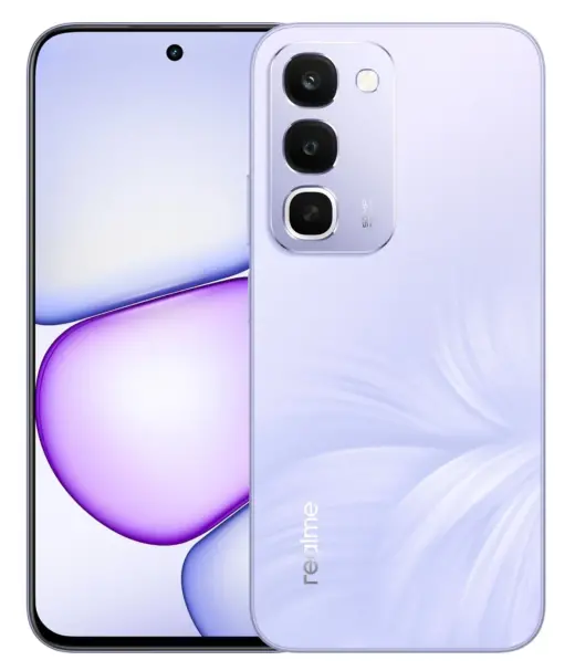 Realme C100 smartphone showcasing its sleek design and triple camera setup.