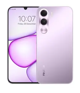 Realme C100i smartphone in purple with dual cameras and a vibrant display