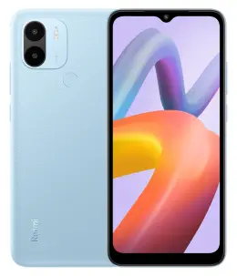 Redmi A2 Plus smartphone in blue color showcasing its dual camera and vibrant display