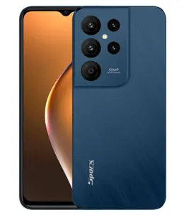 Sparx Neo X smartphone with a blue back and quad-camera setup