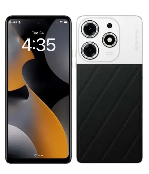 Tecno Spark 10 Pro smartphone showcasing front and back design with dual cameras