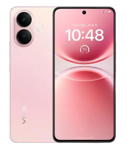 Vivo V70 Lite smartphone in pink color with dual cameras and vibrant display