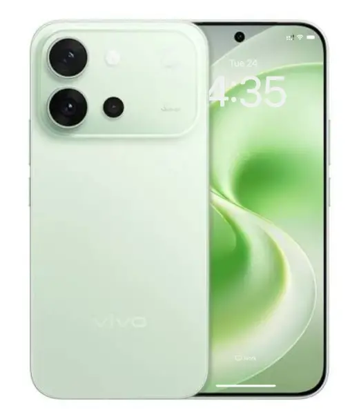 Vivo V80 smartphone in mint green color with dual cameras and vibrant display