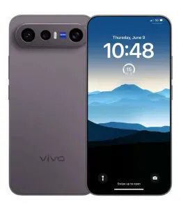 Vivo X300 FE smartphone showcasing front and back design with a mountain wallpaper.