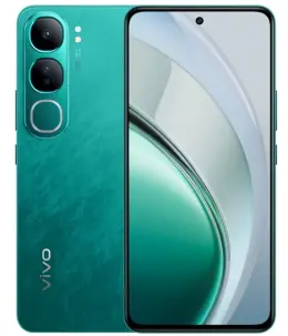 Vivo Y200 smartphone in teal color with dual cameras and sleek design.